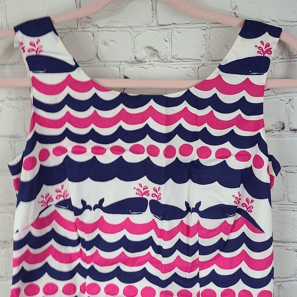 Lilly Pulitzer Pink Navy and White Wave Print Mini Dress - Picture 3 of 11